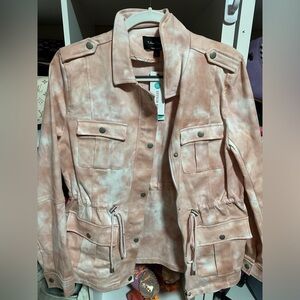 Eden Society cinch waist tie dye denim jacket